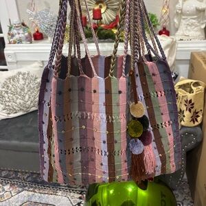Multicolor Woven Tote Bag